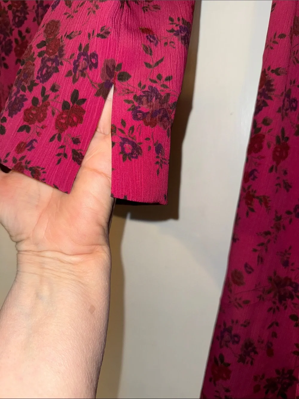 Vintage Leslie Fay Magenta Floral Two-Piece - Short Sleeve Top & Skirt